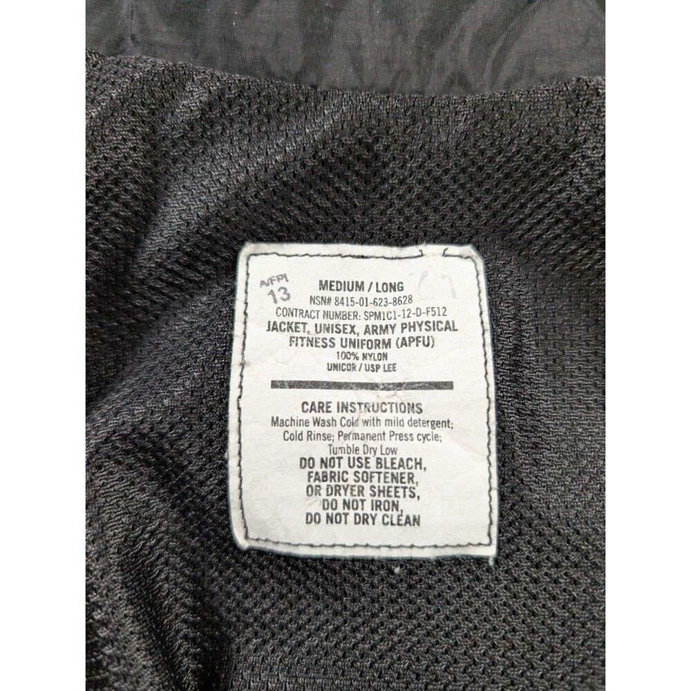US Army PT Windbreaker Jacket Mens Womens M Black Yellow Full Zip Nylon - Picture 7 of 9